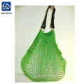 2020 cheaper  Cotton fruit mesh bag, mesh shopping bag  with leather handle